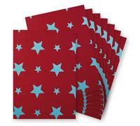 Springboard A4 Metallic Holographic Foil Design Card - 230gsm Cardstock for Card Making - Compatible w/Die-Cutting Machines - Vibrant & Interesting Crafting Card - Turquoise Stars (Red Card) - 10-Pack