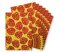 Springboard A4 Metallic Holographic Foil Design Card - 230gsm Cardstock for Card Making - Crafting Card Compatible w/Die-Cutting Machines - Red Palm Leaves (Yellow Card) - 10-Pack