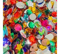 Springboard Acrylic Craft Gemstones (450g), Bulk Mixed Sparkly Gems for Kids Card Making, EYFS Collage & Stick On Jewels Art