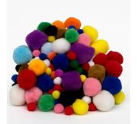 Springboard Assorted Colour Pom Poms Pack of 100 Mixed Size Craft Pom Poms for Kids Art and Craft Projects