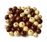 Springboard Assorted Wooden Beads (200 Pack), Coloured Crafting Beads with Large Holes for Kids Bracelet Making, EYFS Threading & Art