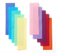 Springboard Cross Stitch Fabric Bookmarks - 10-Pack of Binca Mesh for Sewing - 100% Cotton, 6-Count Embroidery Fabric for Kids - Cross Stitch Accessories - 20 x 6 cm Bookmarks - Assorted Colours