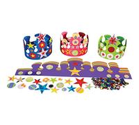 Springboard Crown Making Collage Activity Pack - Make Your Own Crowns w/Shapes and Sequins for Children and Students - Craft Kits for Kids - Assorted Colours - 30-Pack
