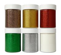 Springboard Festive Fine Craft Glitter Set (6 x 100g Pots), Sparkly Christmas Colours for Kids Resin, Slime & DIY Card Making