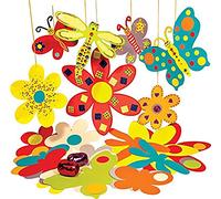 Springboard Hanging Flowers and Butterflies Classroom Display Activity Pack - Coloured Card Shapes and Paper Ribbon Set - School Supplies for Teachers - Arts and Crafts for Kids - 70-Pack