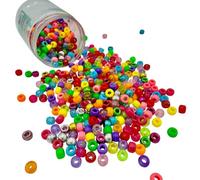 Springboard Metallic Pony Beads (500 Pack), Shiny Crafting Beads with Large Holes for Kids Bracelet Making, EYFS Threading & Art