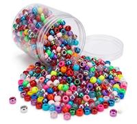 Springboard Metallic Pony Beads (500 Pack), Shiny Crafting Beads with Large Holes for Kids Bracelet Making, EYFS Threading & Art