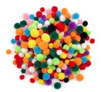 Springboard Plain Pom Poms Pack of 300, Assorted Sizes & Colours Soft Craft Pompoms for EYFS Sensory Play & Kids Art