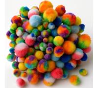 Springboard Rainbow Pom Poms Pack of 200, Bright Coloured Soft Craft Pompoms for EYFS Sensory Play, Sorting & Kids Art