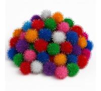 Springboard Small Glitter Pom Poms Pack of 100, Sparkly Mixed Colour Craft Pompoms for EYFS Sensory Play, Cards & Collage