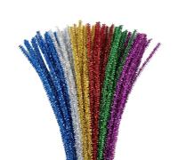 Springboard Tinsel Pipe Cleaners 30cm (100 Pack), Assorted Sparkly Metallic Craft Stems for Kids DIY Decorations & EYFS Art Projects