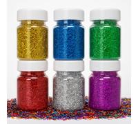 Springboard Tinsel-Style Glitter Strands (6 x 150g), Mixed Bright Colours for Kids Collage, Resin, Slime & EYFS Crafts