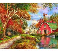 Springbok - Autumn Barn - 1000 Piece Jigsaw Puzzle Illustration of Classic Barn and Farm House in Fall