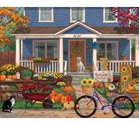 Springbok Autumn’s Yard Sale 1000 Piece Jigsaw Puzzle for Adults - Cozy Fall Scene with Vintage Finds & Seasonal Charm