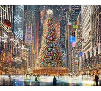 Springbok Christmas in The City 1000 Piece Puzzle for Adults - Take in The Classic Giant Christmas Tree in Downtown