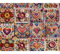 Springbok Crochet Hearts 1000 Piece Jigsaw Puzzle for Adults - Poster Now Included - Unique Cut Pieces - Made in USA