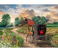 Springbok Evening on The Farm 1000 Piece Jigsaw Puzzle - Step Back to A Simpler TIme in This Warm Nostalgic Puzzle