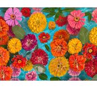 Springbok Floating Flowers 1000 Piece Jigsaw Puzzle for Adults - Colorful Floral Puzzle - Poster Now Included - Unique Cut Pieces - Made in USA