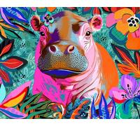 Springbok Floral Hippo Pop 500 - Celebrate The Colorful Side of This Adorable Pigmi Hippo and All Her Charm