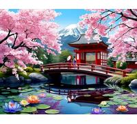 Springbok Haru in Japan 1000 Piece Jigsaw Puzzle for Adults - Cherry Blossom Garden - Unique Cut Pieces - Made in USA