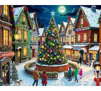 Springbok Merry Town Square 1000 Piece Puzzle for Adults - This Quaint Town Square is Dressed for The Holiday