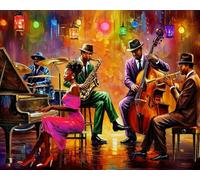 Springbok Neon Notes 1000 Piece Puzzle for Adults - Lively Puzzle of a Jazz Band Performing on Stage