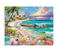 Springbok Seashell Shore 1000 Piece Jigsaw Puzzle for Adults - Tropical Beach Scene - Poster Included - Unique Cut Pieces - Made in USA