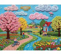 Springbok Springtime Stroll 1000 Piece Jigsaw Puzzle for Adults & Family - Poster Now Included - Scenic Spring Garden, Flowers & Trees Art - Unique Cut Pieces - Made in USA