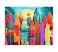 Springbok Sunset Surfboards 1000 Piece Jigsaw Puzzle for Adults - Colorful Tropical Surfboard Scene - Poster Included - Unique Cut Pieces - Made in USA