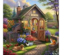 Springbok The Garden Shed 500 Piece Square Jigsaw Puzzle for Adults - Poster Now Included - Garden and Floral - Unique Cut Pieces - Made in USA