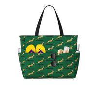 (Springboks Rugby - 2019 Springbok Rugby World Cup Champions_11774) Beach Bag for Women Large Capacity Waterproof Sandproof Tote with 7 Pockets Pool Zipper Bags for Travel Vacation Gym Camping Shoppin