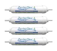 SpringClear Water Gem Compatible in-Line Filter Cartridge with 3/8" Male Stem | Universal Carbon Filter for Fridge Water Dispenser and Ice Maker with Scale Reduction | Kitchen Tap Filter (4 Pack)