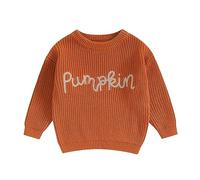 Springcmy Infant Baby Girl Oversized Knit Sweater Chunky Long Sleeve Pullover Sweater Crewneck Warm Fall Winter Knitwear (Orange, 6-9 Months)