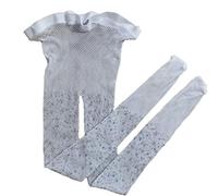 Springcmy Kids Little Girls Fishnet Stockings Glitter Tights Sparkle Legging Mesh Socks Hollow Out Pantyhose (White, One Size)