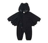 Springcmy Newborn Baby Boy Girl Bat Halloween Cosplay Outfit Hooded Romper Jumpsuit My First Halloween Infant Boy Hooded Playsuit (Black 2, 6-9 Months)