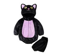 Springcmy Toddler Baby Animal Costume Fleece Long Sleeve Hooded Romper Leg Warmers Funny Monster Halloween Cosplay Outfit (A Purple, 3-6 Months)