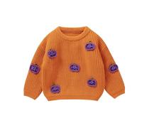 Springcmy Toddler Baby Boy Girl Halloween Sweater Pumpkin Warm Pullover Sweatshirt Chunky Knitwear Knitted Fall Winter Clothes (Q-Orange, 2-3 Years)
