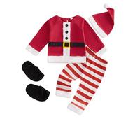 Springcmy Toddler Baby Boy Girl Santa Claus Clothes Long Sleeve Velvet Plush Coat + Pant + Hat Baby Christmas Cosplay Costumes Xmas Outfits (D-Red, 18-24 Months)