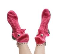 Springcmy Women Funny Animal Socks - 3D Crocodile & Alligator Socks, Warm Thick Leg Warmers for Winter & Christmas (B-Pink Shark, One Size)