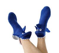 Springcmy Women Funny Animal Socks - 3D Crocodile & Alligator Socks, Warm Thick Leg Warmers for Winter & Christmas (B-Blue Shark, One Size)