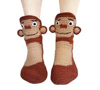 Springcmy Women Funny Animal Socks - 3D Crocodile & Alligator Socks, Winter Warm Thick Leg Warmers (B-Brown Monkey, One Size)