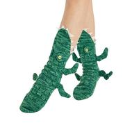 Springcmy Women Funny Socks Knit 3D Animal Sock Crocodile Shark Alligator Socks Winter Warm Thick Christmas Alligator Floor Socks Leg Warmers (C-Dark Green Fish, One Size)