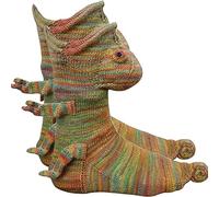 Springcmy Women Funny Socks Knit 3D Animal Sock Crocodile Shark Alligator Socks Winter Warm Thick Christmas Alligator Floor Socks Leg Warmers (C-Muti Chameleon, One Size)
