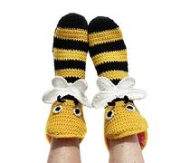 Springcmy Women Funny SocksKnit 3D Animal Sock Crocodile Socks WinterChristmas Thick Alligator Floor SocksLeg Warmers (B-Bee, One Size)