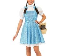 Springcmy Women Girls Blue Twin Dress Halloween Costume Creepy Twins Puff Sleeve Short Dress Maid Lolita Scary Doll Cospaly Dress (F Blue, M)