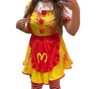 Springcmy Women Halloween Creepy Clown Maid Bodysuit Costume Circus Freakshow Scary Killer Dress Party Cosplay Roleplay Costume (A Yellow, M)