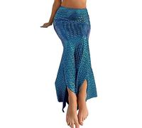 Springcmy Women Halloween Mermaid Tail Skirt Costume Masquerade Role Play High Waist Maxi Skirt Cosplay Party Dress Up (B Blue, XL)