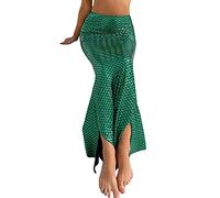Springcmy Women Halloween Mermaid Tail Skirt Costume Masquerade Role Play High Waist Maxi Skirt Cosplay Party Dress Up (B Green, XL)