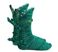 Springcmy Women's 3D Animal Knit Socks - Crocodile, Shark, Alligator Winter Warm Thick Christmas Floor Leg Warmers (C-Green Alligator, One Size)
