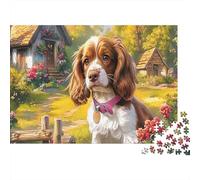 Springer Spaniel 1000 Pc Premium Cardboard Cute Dog Jigsaw Puzzle Pack Family Lovers Fun And Challenging Family Game for Home Decor Thoughtful Gift Idea 52x38cm/1000pcs